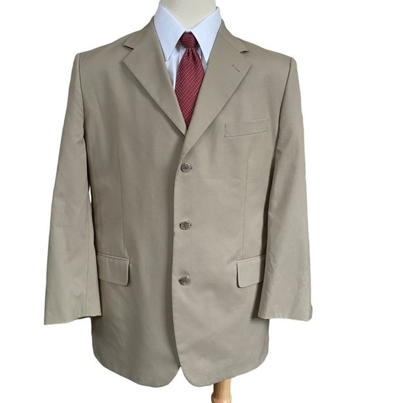 Brooks Brothers Other - Brooks Brothers Mens Blazer 44L Beige Brookscool Poplin Sport Coat 2 Btn Jacket